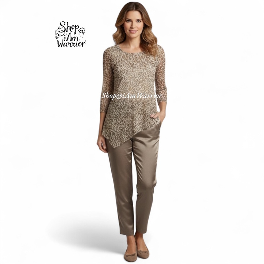 Chico’s NWT layered print mesh asymmetrical top *… - image 1